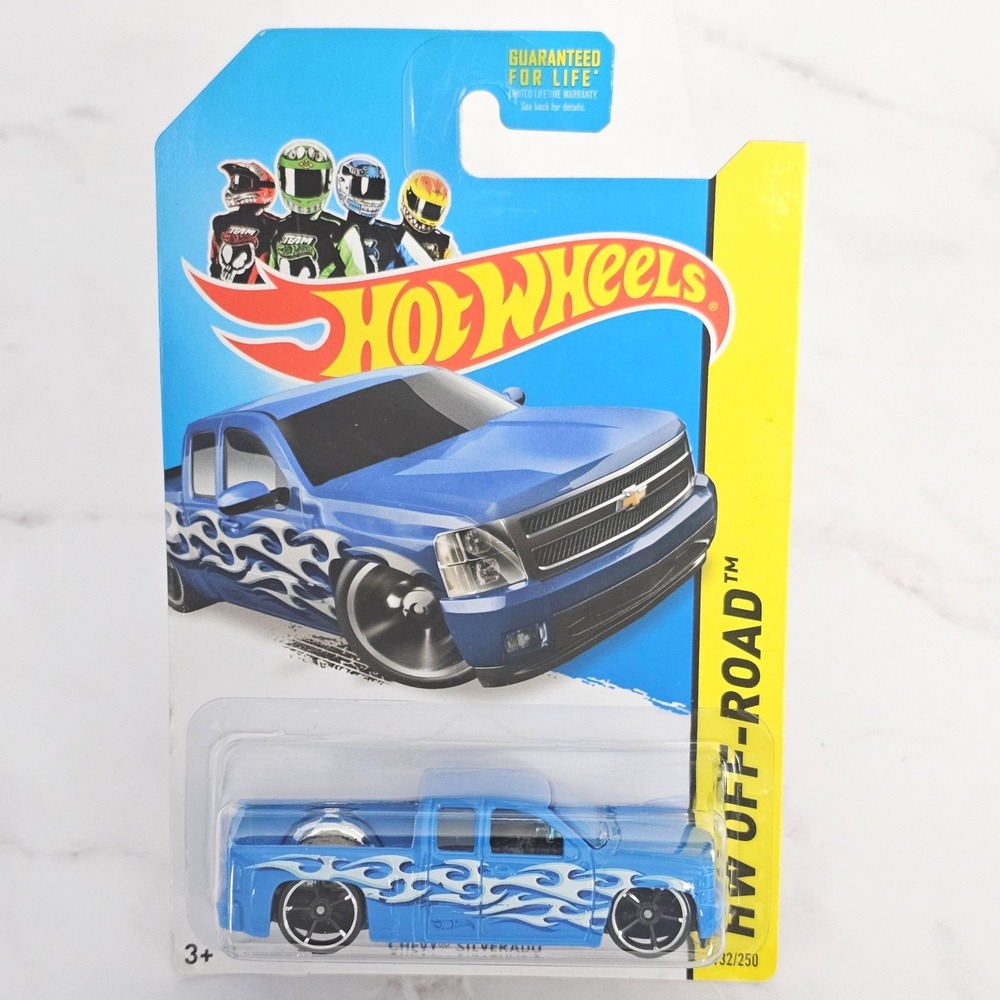 Hot Wheels Chevy Silverado Blue Flames HW Off-Road 132/250 Diecast Truck Vintage